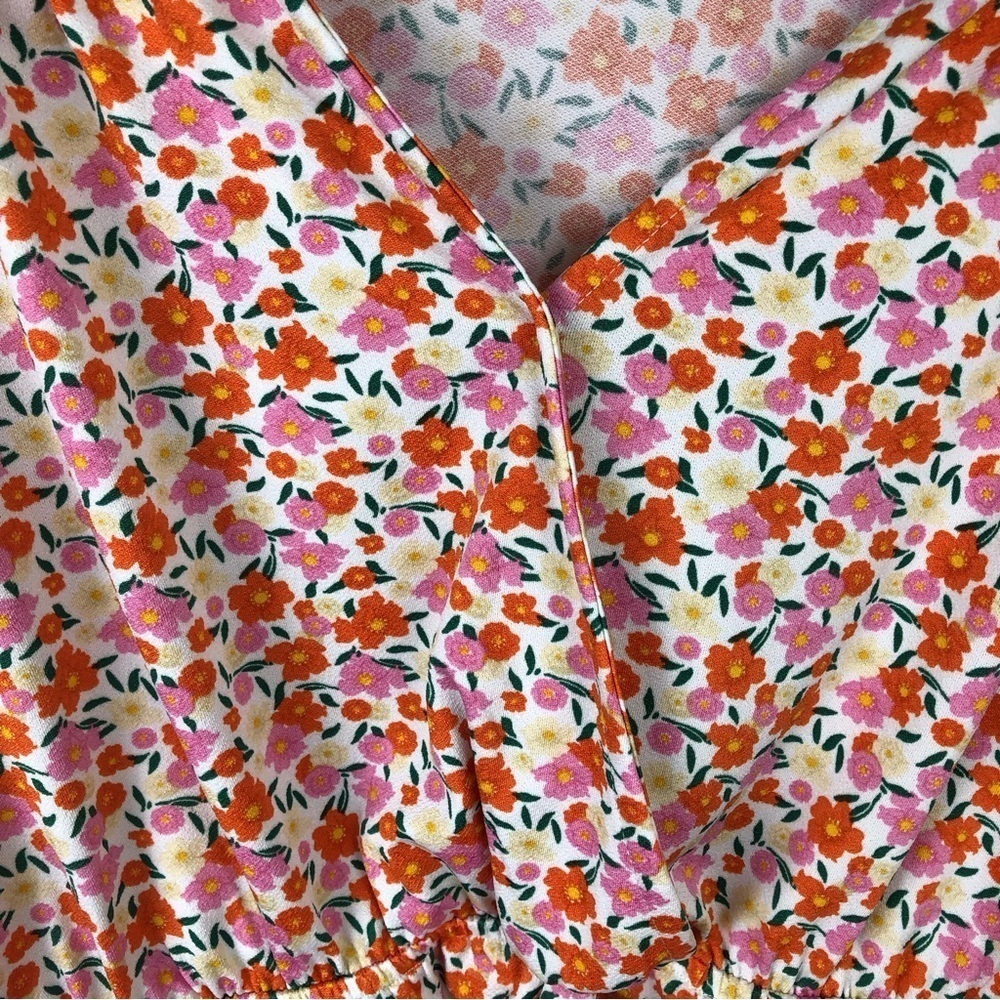 Ava Rose Floral Spring flowers layered sleeve blouse size: M - Picture 6 of 10